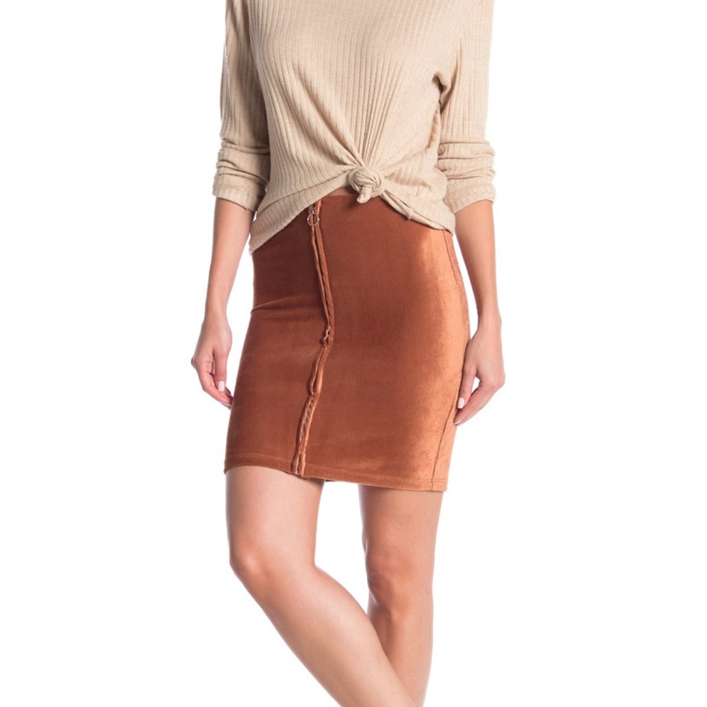Poof Velvet Corduroy Zip Front Skirt
